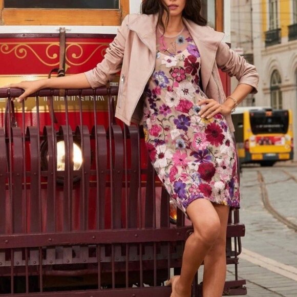 Boston Proper Embroidered Floral Midi Dress Size 2 - Picture 3 of 13